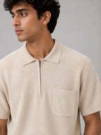 The Refined Zip Polo with pocket: Cream - Shop For Asha