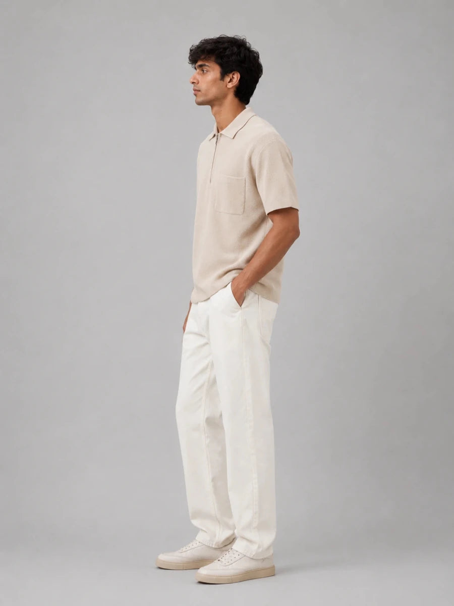 The Refined Zip Polo with pocket: Cream - Shop For Asha