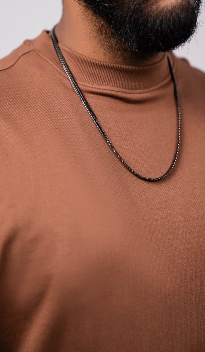 Truffle Brown Crew Neck Regular Fit T-shirt - Shop For Asha