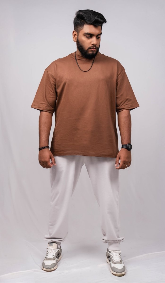 Truffle Brown Crew Neck Regular Fit T-shirt - Shop For Asha