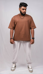 Truffle Brown Crew Neck Regular Fit T-shirt - Shop For Asha