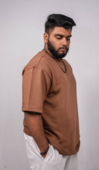 Truffle Brown Crew Neck Regular Fit T-shirt - Shop For Asha