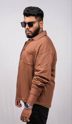 Truffle Brown Regular Fit Shacket - Shop For Asha