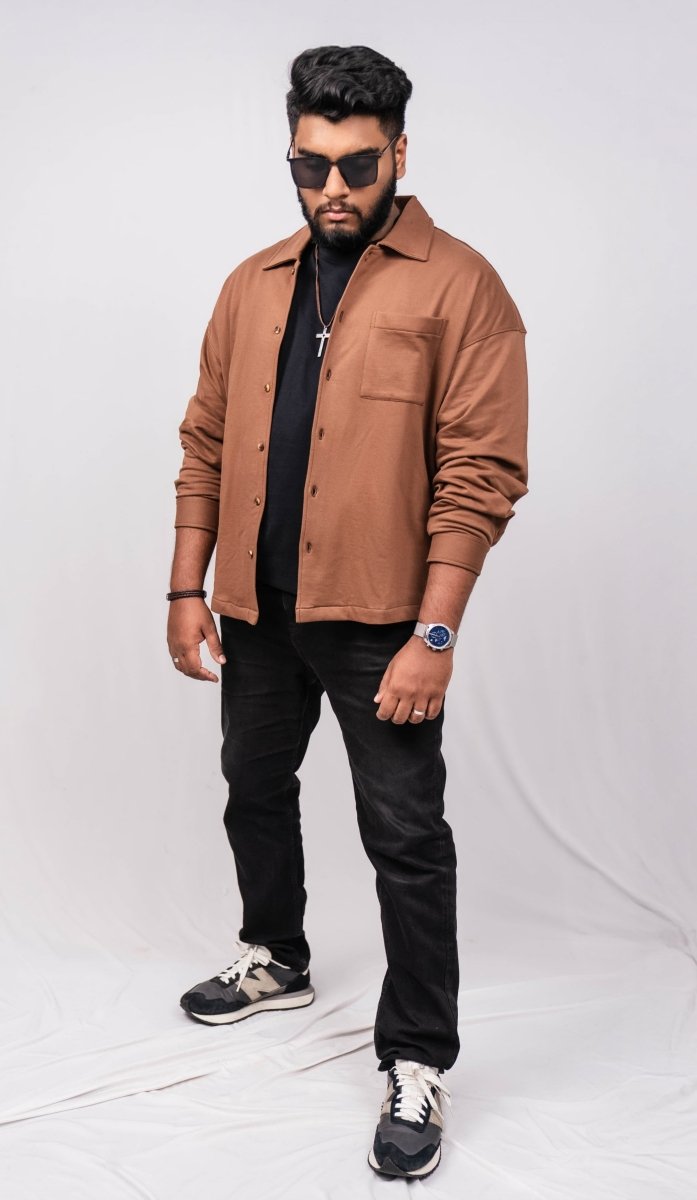 Truffle Brown Regular Fit Shacket - Shop For Asha