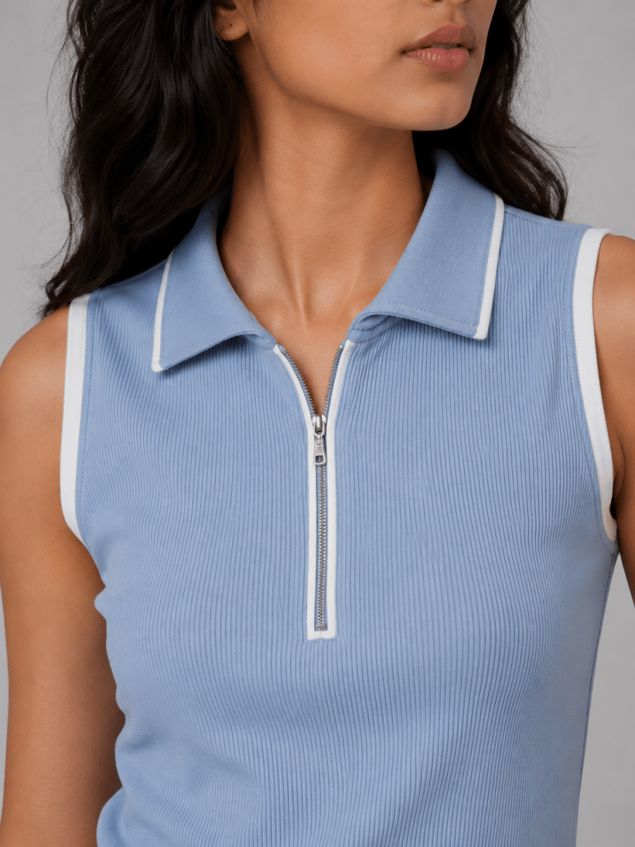 Womens Zipped POLO: Powder Blue - Shop For Asha