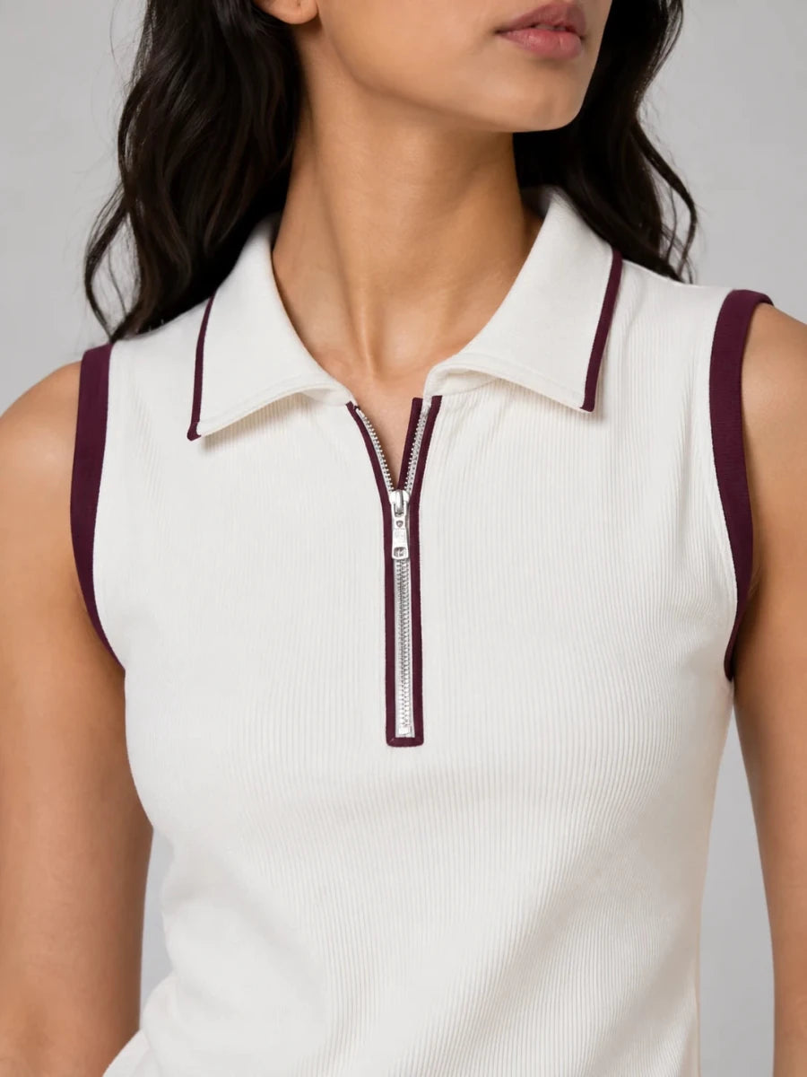 Womens Zipped Polo: White - Shop For Asha