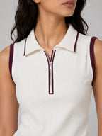 Womens Zipped Polo: White - Shop For Asha