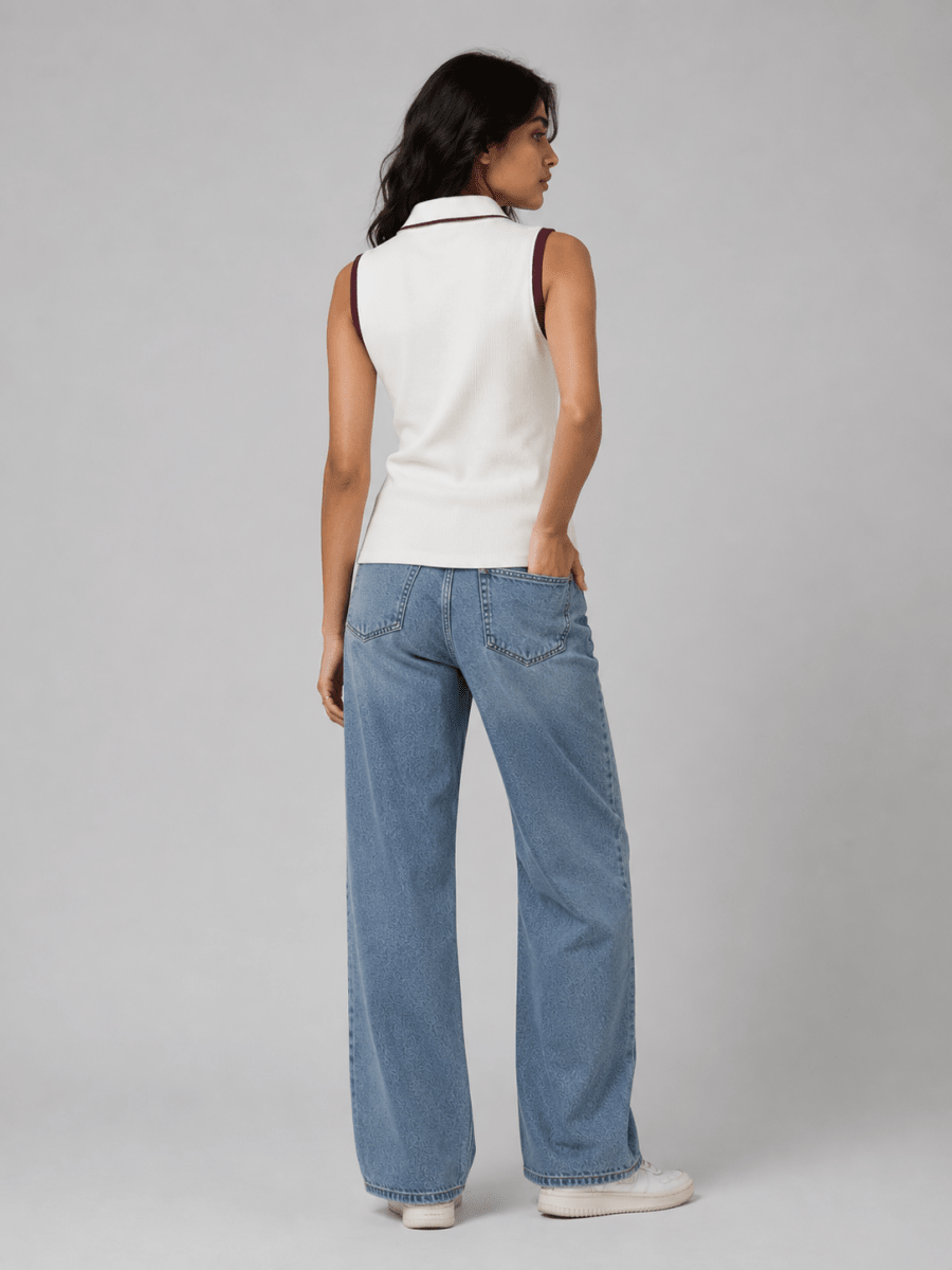 Womens Zipped Polo: White - Shop For Asha