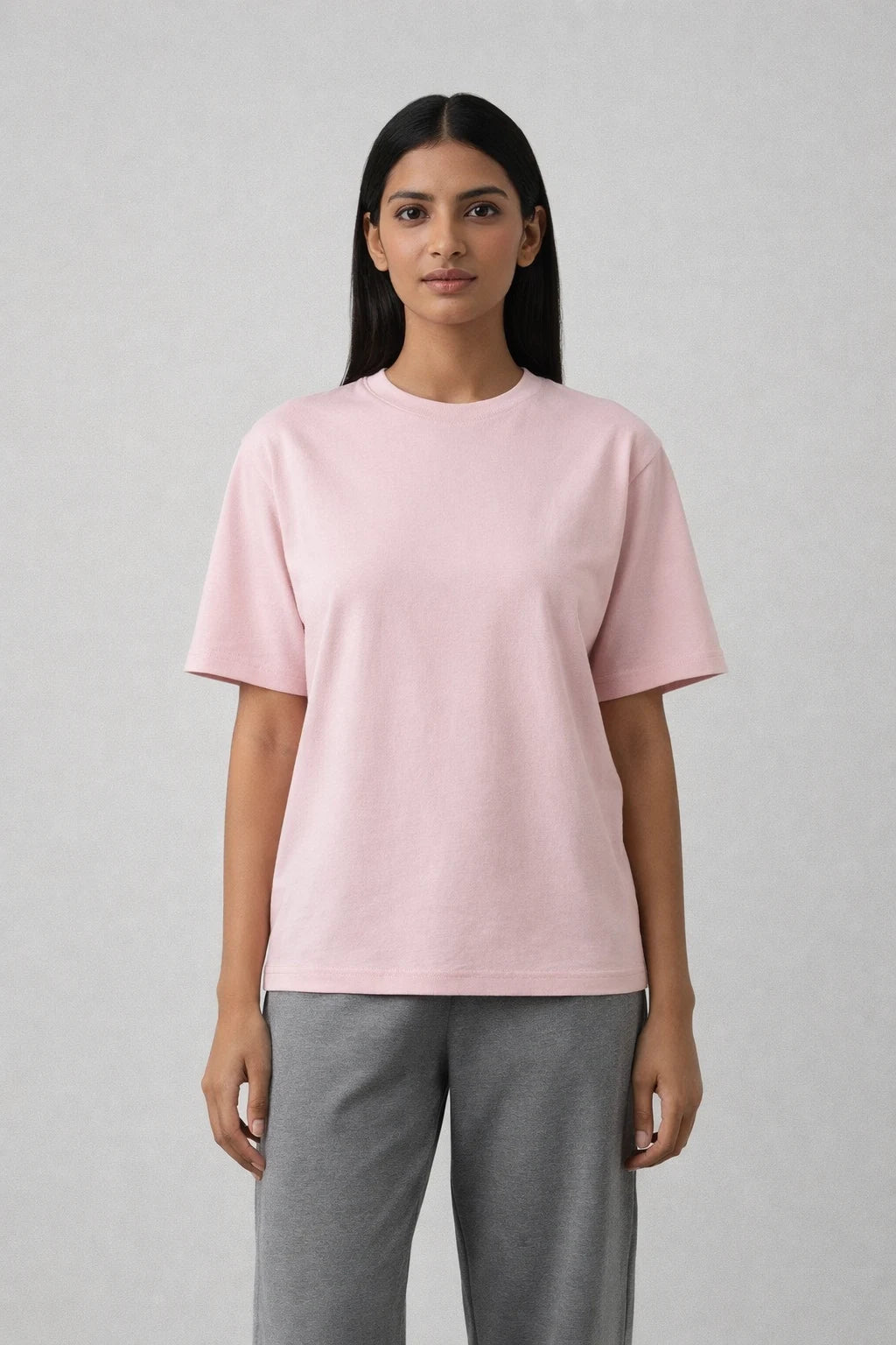 womens pink crew neck t shirt